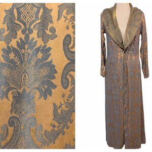 Victorias Secret Womens Size XS Gold Damask Baroque Pockets Lounge Dress Robe
